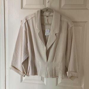 New Free People Cream Jacket Style Pullover Top Large